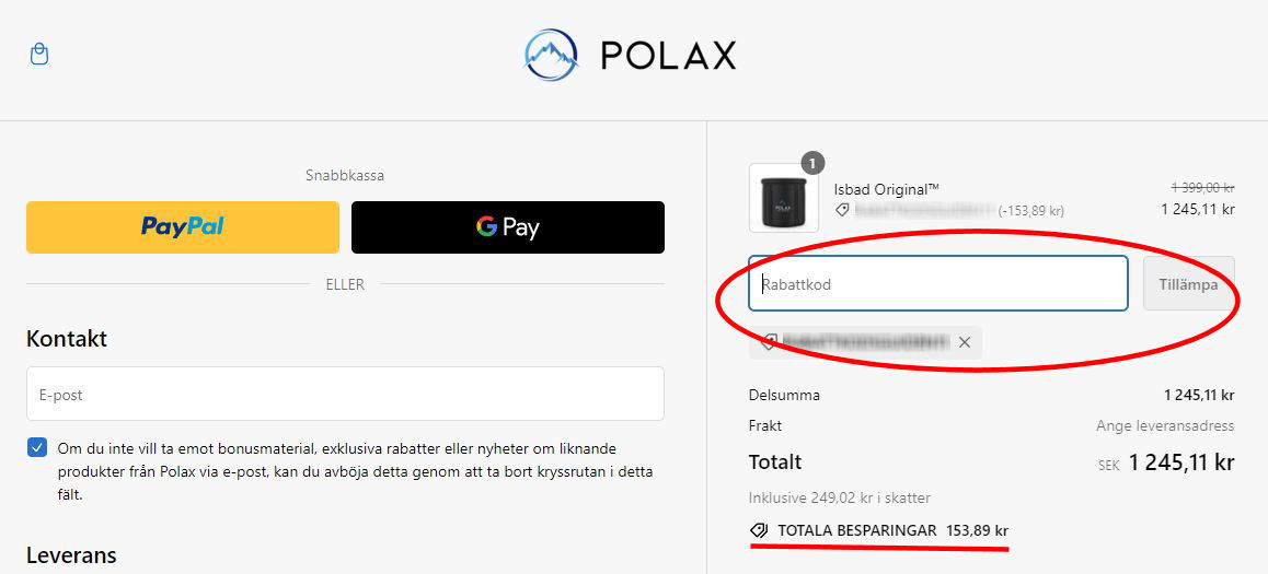 Hur använder man Polax.se rabattkod banner